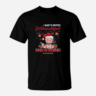 Weihnachts-Schwangerschafts-T-Shirt, Babys erstes Fest im Mutterleib - Seseable