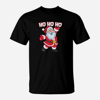 Weihnachtsmann Ho Ho Ho Schwarzes T-Shirt, Festliche Bekleidung - Seseable