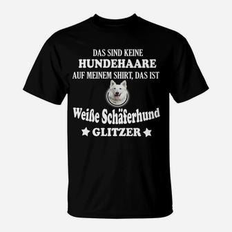 Weiße Schäferhund Glitzer T-Shirt - Seseable