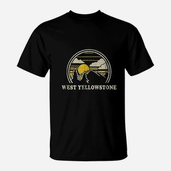 West Yellowstone Montana Vintage Hiking Mountains T-Shirt - Seseable
