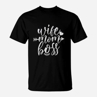 Wife Mom Boss Mothers Day Varsity T-Shirt - Seseable
