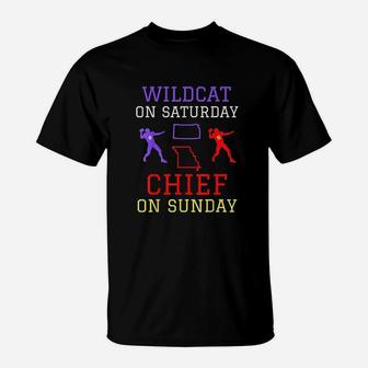Wildcat On Saturday Chief On Sunday Kansas City Football T-Shirt - Seseable
