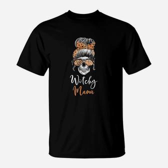 Witchy Mama Halloween Skull Mom Women Spooky Gift T-Shirt - Seseable