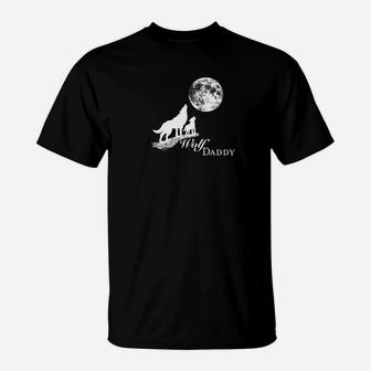 Wolf Daddy And Pup Howling At The Moon T-Shirt - Seseable