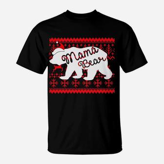 Womens Christmas Papa Bear Mama Bear Ugly Christmas T-Shirt - Seseable