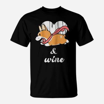 Womens Corgi Mom And Wine Funny Corgi Dog Breed Gift Women T-Shirt - Seseable