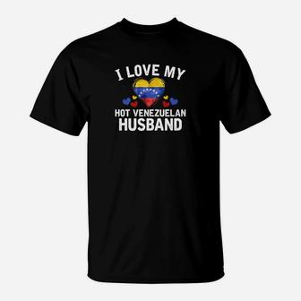 Womens I Love My Hot Venezuelan Husband Christmas Gift T-Shirt - Seseable