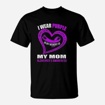 Womens In My Memory Of My Mom Alzheimer's Awareness T-Shirt - Seseable