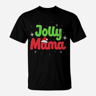 Womens Jolly Mama Women Christmas Mom Mother Xmas Gift T-Shirt - Seseable