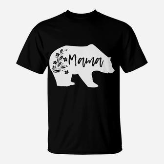 Womens Mama Bear Floral Womens T-Shirt - Seseable