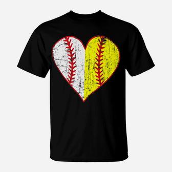 Womens Primitive Play Ball Love Baseball Softball Mom Heart T-Shirt - Seseable