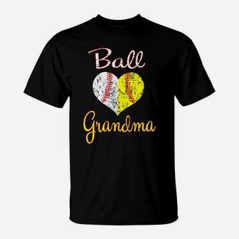 Womens Softball Grandma Baseball Mom T-Shirt - Seseable