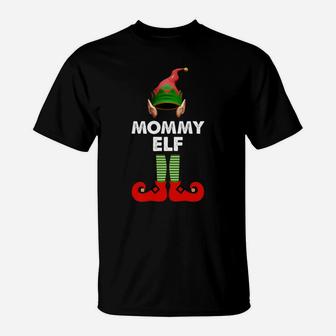 Womens Womens Mommy Elf Funny Matching Christmas Costume T-Shirt - Seseable