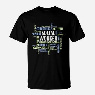 Words Social Work Month Gift For Social Worker T-Shirt - Seseable