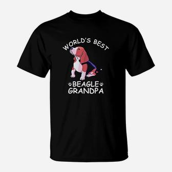Worlds Best Beagle Grandpa Funny Granddog Dog Lover Cute T-Shirt - Seseable