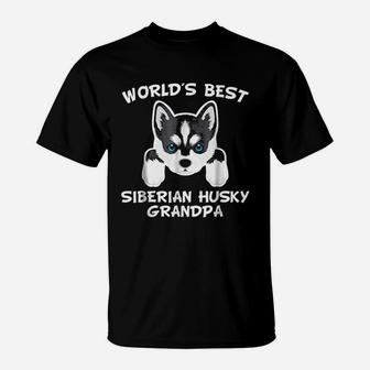 Worlds Best Siberian Husky Grandpa Dog Granddog T-Shirt | Seseable FR