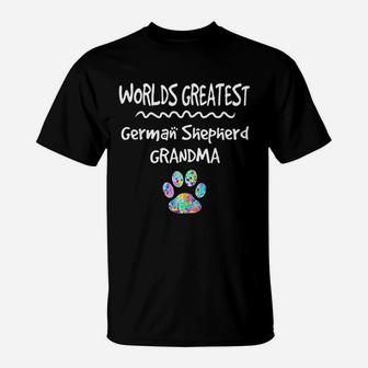 Worlds Greatest German Shepherd Dog Grandma Paw T-Shirt - Seseable