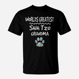 Worlds Greatest Shih Tzu Grandma Dog Lover Gift Idea For Mom T-Shirt - Seseable
