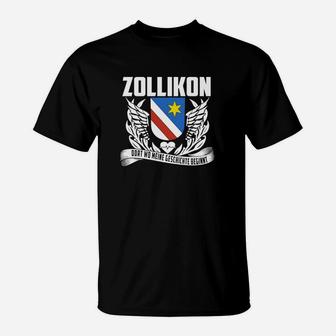 Zollikon Grafik T-Shirt mit Spruch, Stern-Motiv, Schwarz - Seseable