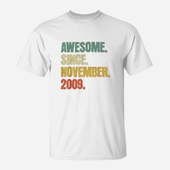 13rd Year Old Gifts Boys Girls Awesome Since November 2009 T-Shirt - Seseable