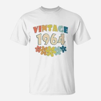 1964 Vintage Flowers 57th Birthday Gift 57 Years Old T-Shirt - Seseable