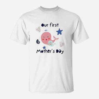 1st Mothers Day Whale Ocean Lover First Mothers Day T-Shirt | Seseable UK
