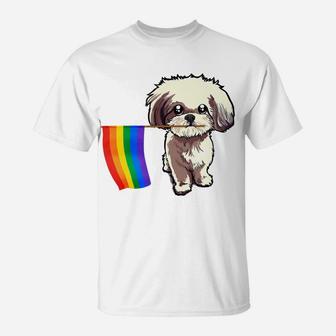 Gay Pride Flag Shih Tzu For Dogs Lovers Owners T-Shirt