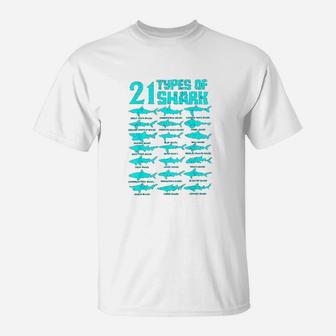 21 Types Of Shark Marine Biology T-Shirt - Seseable