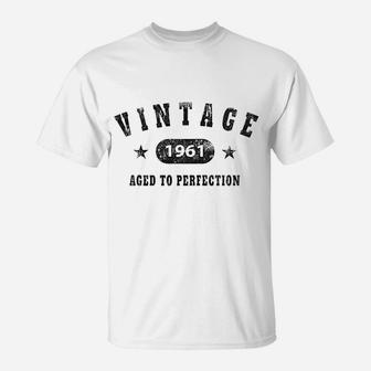61st Birthday Gift Vintage 1961 Aged To Perfection T-Shirt - Seseable