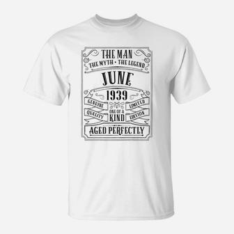 80th Birthday June Men Gifts 80 Year Old Grandpa Dad T-Shirt - Seseable