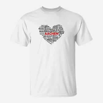 Aachen Stadt Silhouette Herren T-Shirt in Weiß, Urban Design Tee - Seseable