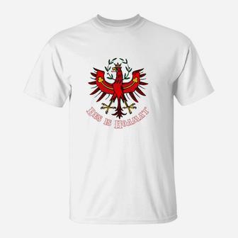 Adler-Motiv Herren T-Shirt mit Albania Schriftzug – Weiß - Seseable