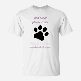 Adoption Bewusstsein T-Shirt, Pfotenabdruck & Bitte Adoptieren Slogan - Seseable