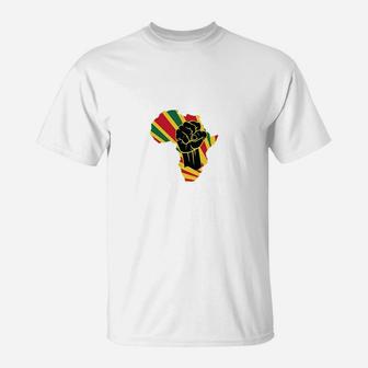 Africa Black Power Africa Map Fist African Basic T-Shirt - Seseable