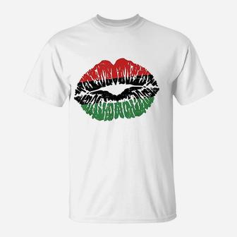 African Lips Flag Melanin Black History Month Pride T-Shirt - Seseable