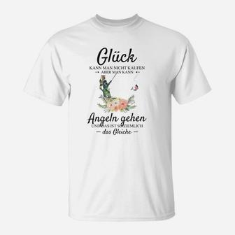 Angler Herren T-Shirt Glück kann man nicht kaufen aber man kann angeln gehen – Weiß - Seseable