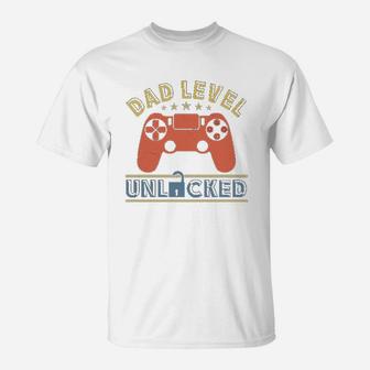 Announcement Dad Level Unlocked Soon To Be Father T-Shirt - Seseable