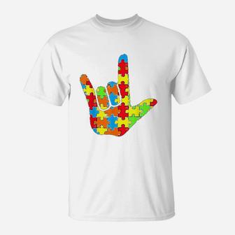 Asl Love Sign Language Autism Gift Awareness Support T-Shirt - Seseable