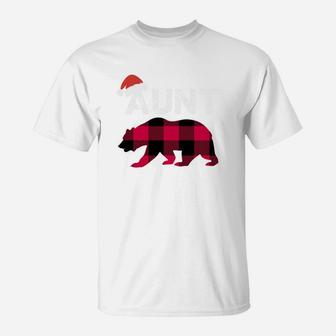 Aunt Christmas Bear Plaid Matching Family Christmas T-Shirt - Seseable