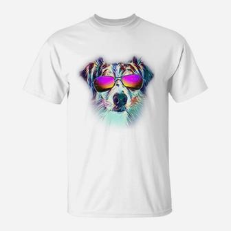 Australian Shepherd Neon Dog Aussie Shepherd s T-Shirt - Seseable