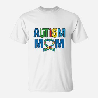 Awareness Mom Puzzle Ribbon T-Shirt - Seseable