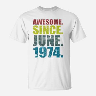 Awesome Since June 1974 Vintage 48th Birthday Gift T-Shirt - Seseable