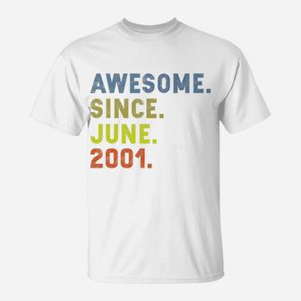 Awesome Since June 2001 Vintage 21st Birthday Gift T-Shirt - Seseable
