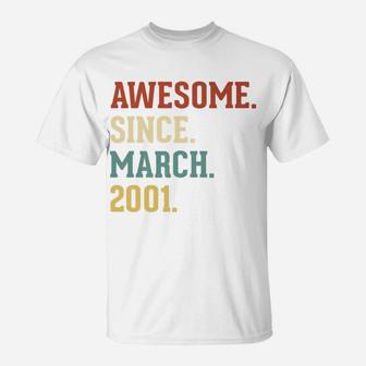 Awesome Since March 2001 Vintage 21 Birthday Gift T-Shirt - Seseable