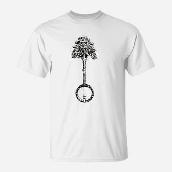 Banjo Tree Minimalist Design Vintage Nature And Music Graphic T-Shirt - Seseable