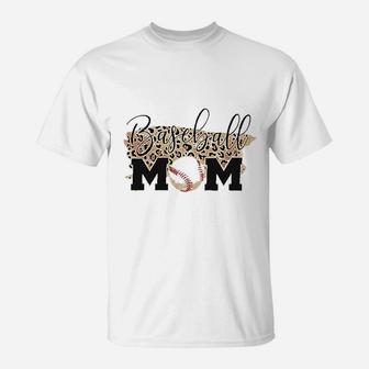 Baseball Mom Leopard Baseball T-Shirt - Seseable