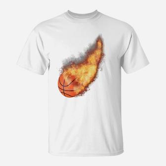 Basketball Football Soccer Flaming Basketball T-Shirt - Seseable