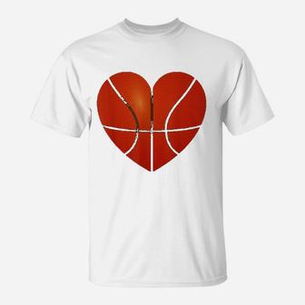 Basketball Heart Valentine Day Teacher T-Shirt - Seseable