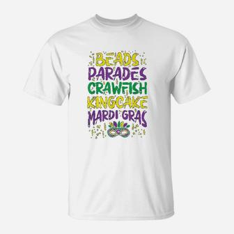 Beads Parades Crawfish Kingcake Jester Mardi Gras Carnival T-Shirt - Seseable