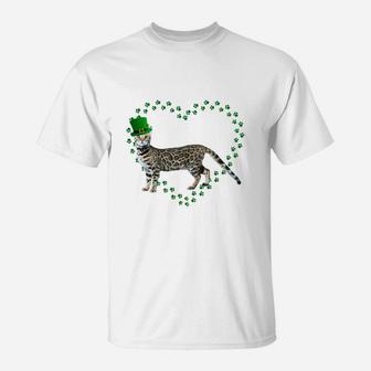 Bengal Heart Paw Leprechaun Hat Irish St Patricks Day Gift For Cat Lovers T-Shirt - Seseable